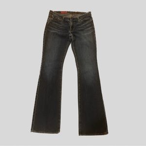 Adriano Goldschmied AG Angel jeans, size 27 R. Low rise, dark wash, bootcut.